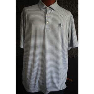 Peter Millar Summer Comfort Polo Shirt Men’s Large Blue White Stripe AC 1896